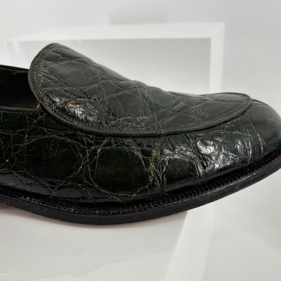 Vintage FootJoy Genuine Alligator Crocodile Loafer Green Exotic Leather Men 10.5 main image 9